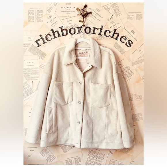 Free People We The Free Cozy Opal Swing Jacket Faux Fur Oversized Ivory - Picture 4 of 7